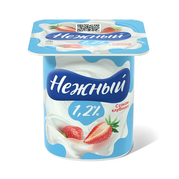 Йогурт Нежный 1,2% с соком клубники 100 г