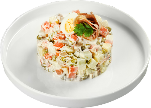 

Салат оливье Лента Fresh с говяжьим языком, вес