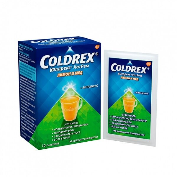 Колдрекс ХотРем порошок лимон и мёд 10 шт