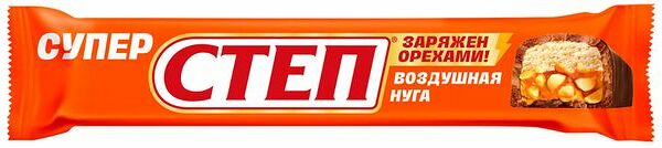 Батончик Степ Super нуга, арахис и карамель, 65 г