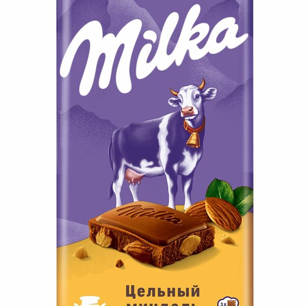 Шоколад молочный Milka с цельным миндалем, 80 г