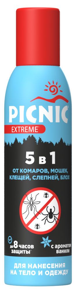 

Аэрозоль от клещей и комаров Picnic Extreme 5 в 1 150 мл