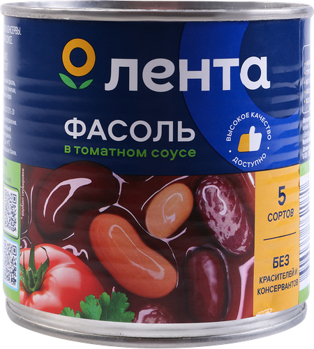 Фасоль Лента 5 сортов в томатном соусе 400 г