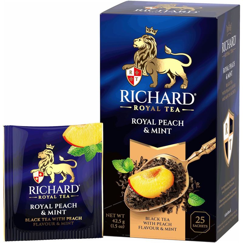 

Чай черный Richard Royal Tea Royal Peach & Mint 25 саше 42.5 г