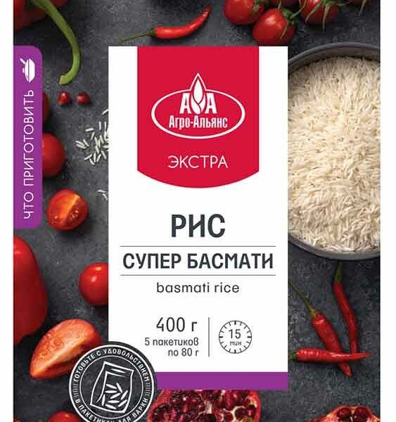 Рис Агро-Альянс Басмати супер в пакетиках для варки, 5 шт