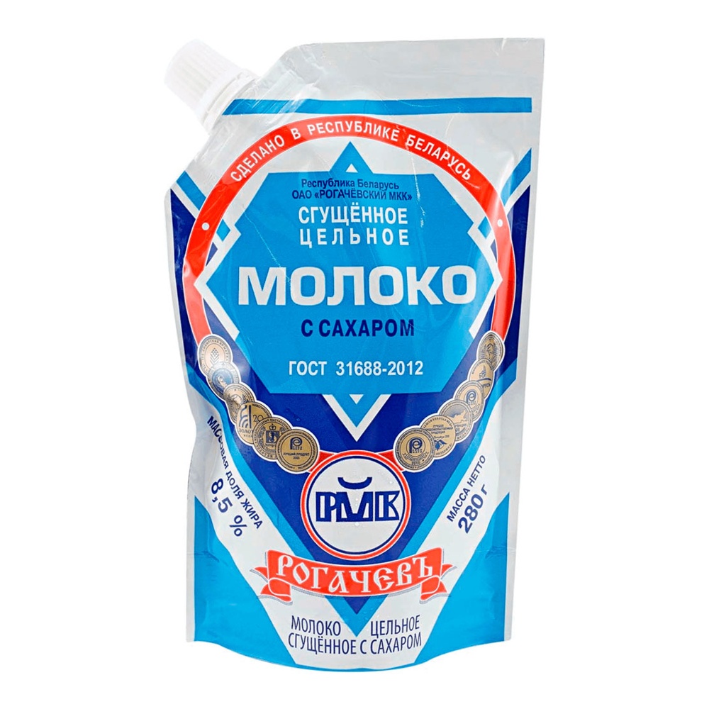

Молоко сгущенное Рогачевъ цельное с сахаром 8.5% 270 г