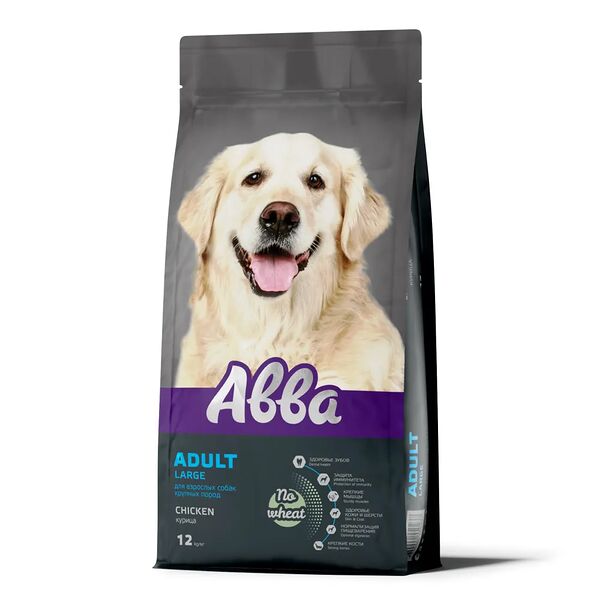 Premium Adult Large сухой корм Aвва для собак крупных пород старше 1 года, с курицей, 12 кг