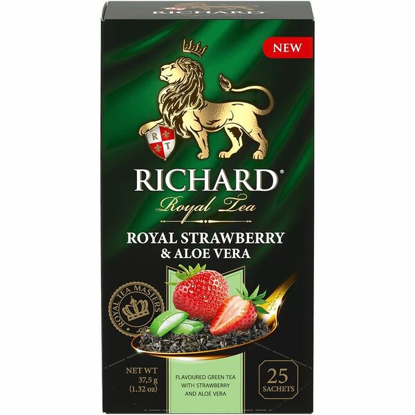 Чай зеленый Richard Royal Strawberry & Aloe Vera клубника и алоэ 25 пакетиков 37.5 г