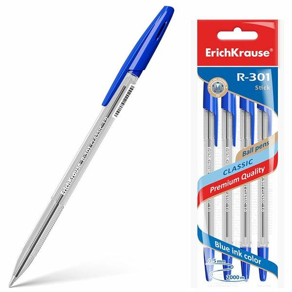 Ручки шариковые Erich Krause R-301 Арт 22032 4 шт