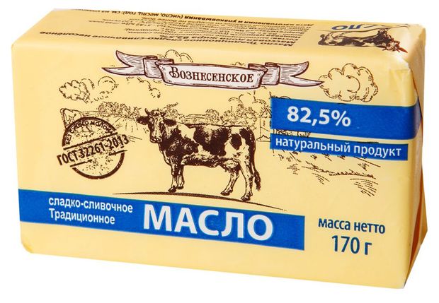 

Масло сладкосливочное Вознесенское Традиционное 82.5% без змж 170 г