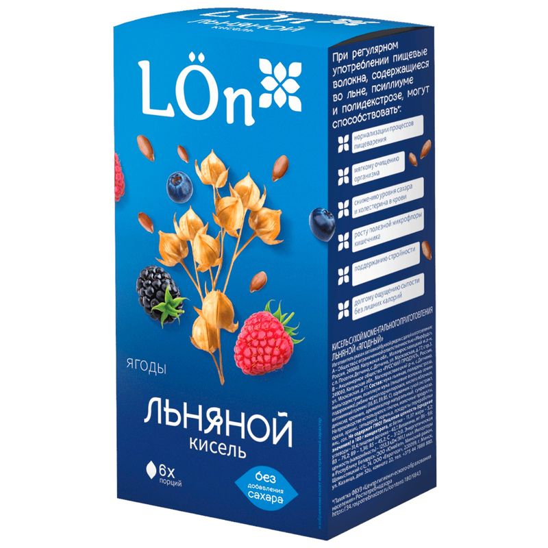 

Кисель Lon Ягодный льняной сухой моментального приготовления 120 г