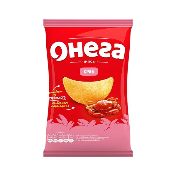 Чипсы из сырого картофеля Онега со вкусом краба 