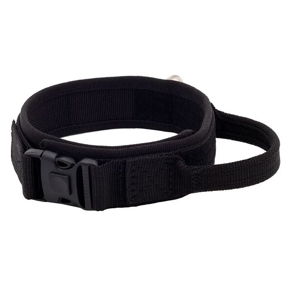 Ошейник для собак тактический с ручкой, обхват шеи 48-62 см, черный 330 г