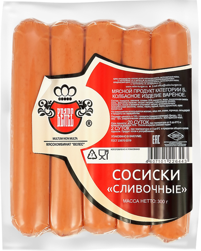 

Сосиски Велес Сливочные 300 г