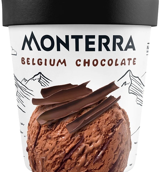 Мороженое Monterra Belgium Chocolate сливочное с бельгийским шоколадом и шоколадным соусом 10.5% БЗМЖ 276 г