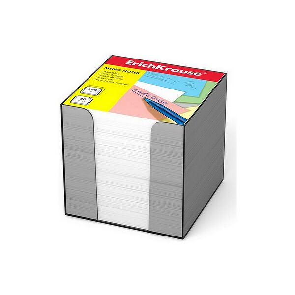 Бумага для заметок ErichKrause, 90x90x90 мм, белый, в пластиковой подставке 4458 9*9*9 см в пластиковом корпусе арт. 4458