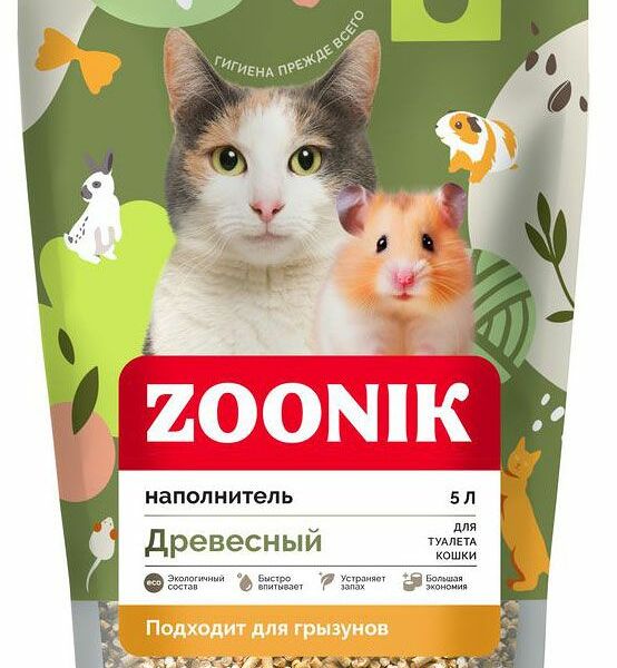 Наполнитель для кошачьего туалета Древесный Зооник 5 л