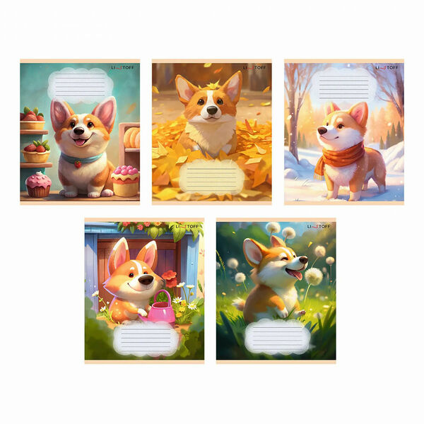 Тетрадь Listoff Корги ученическая 18 л клетка 1 шт в ассортименте