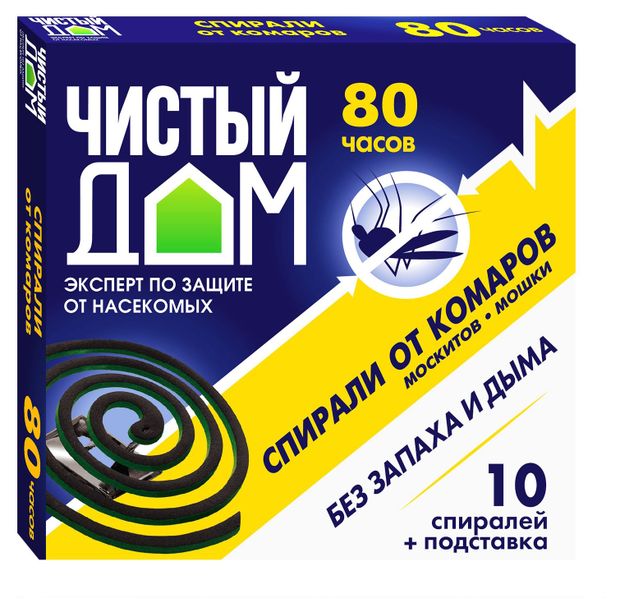 

Спирали от комаров Чистый Дом без запаха 10 шт.