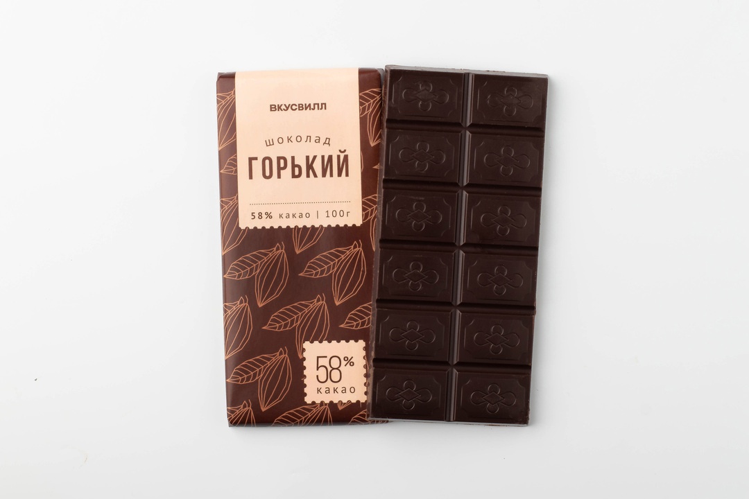 

Шоколад ВкусВилл горький 58%, 100 г