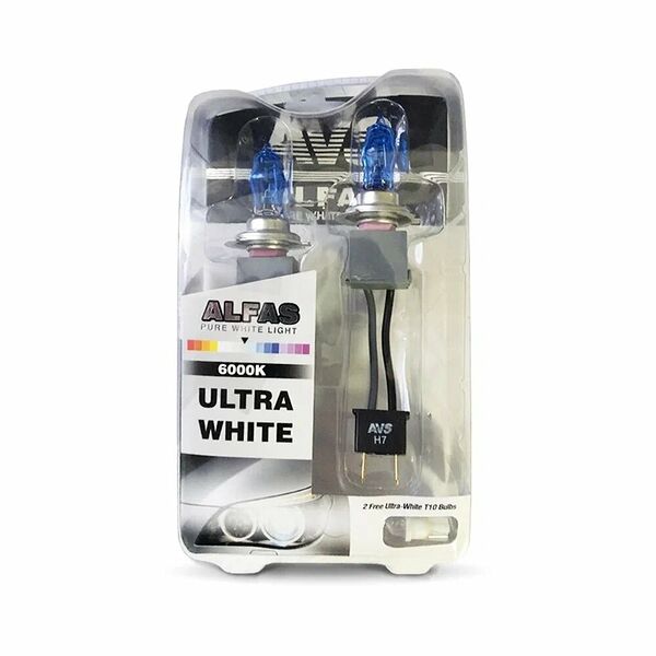 Газонаполненные лампы AVS ALFAS Pure-White 6000К H7 12V 85W, комплект 2+2 (T-10) шт.