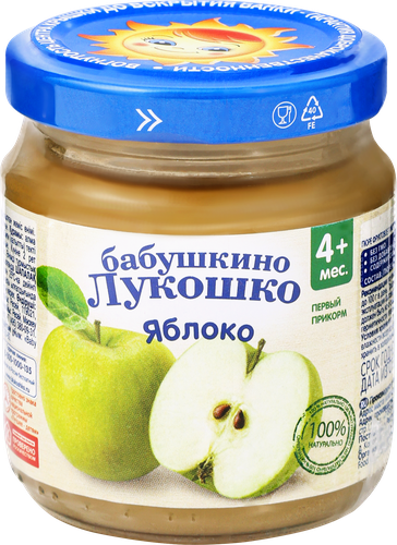 

Пюре фруктовое Бабушкино лукошко Яблоко без сахара с 4 месяцев 100 г