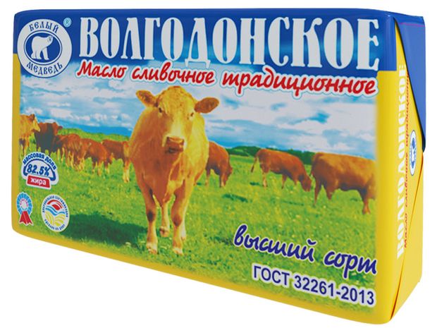 

Масло сливочное Белый Медведь Волгодонское традиционное 82.5% 380 г