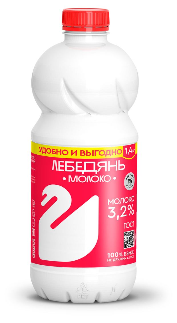 

Молоко ЛебедяньМолоко пастеризованное 3.2%, 1.4 кг