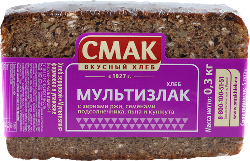 

Хлеб Смак Мультизлак зерновой формовой 300 г