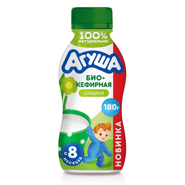 Продукт биокефирный Агуша с 8 месяцев, обогащенная пробиотическими микроорганизмами, 180 г