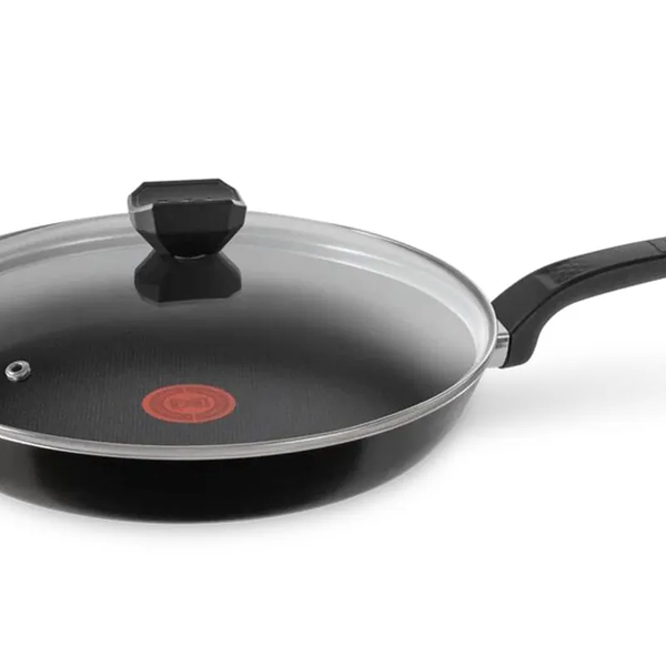 Сковорода с крышкой Tefal Easy Plus 04206926, диаметр 26 cм, с индикатором температуры, с антипригарным покрытием, для газовых, электрических плит