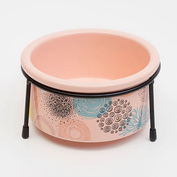 Миска розовая на подставке 15,5см