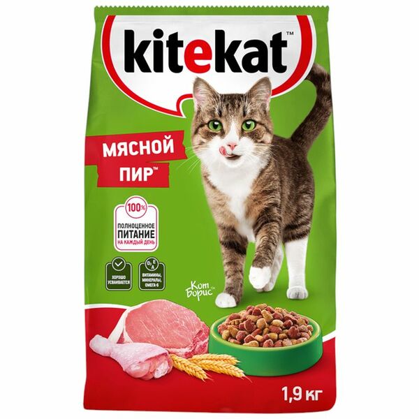 Сухой корм для кошек Kitekat Мясной пир 1.9 кг