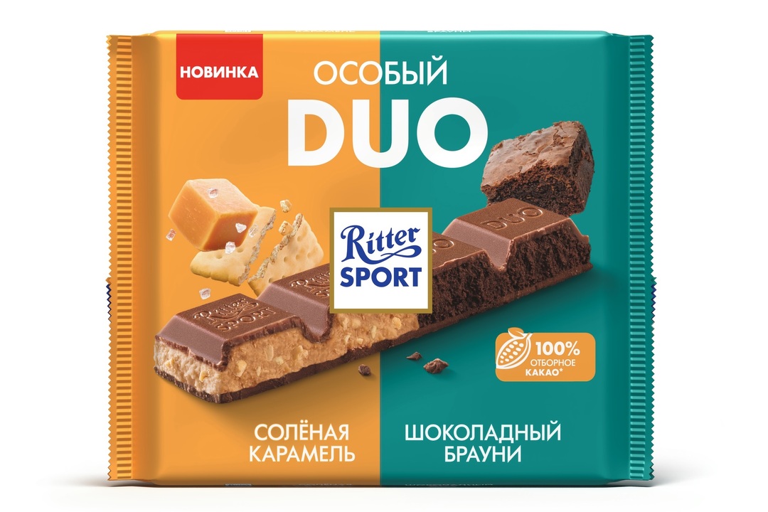 

Шоколад Ritter Sport Duo Особый солёная карамель и шоколадный брауни 218 г