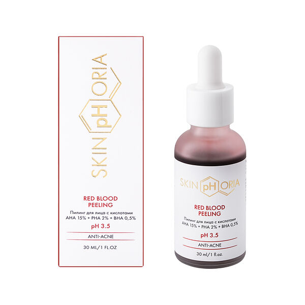 Пилинг для лица Skinphoria Anti-acne Red Blood Peeling с кислотами AHA 15% + PHA 2% + BHA 0,5% 30 мл