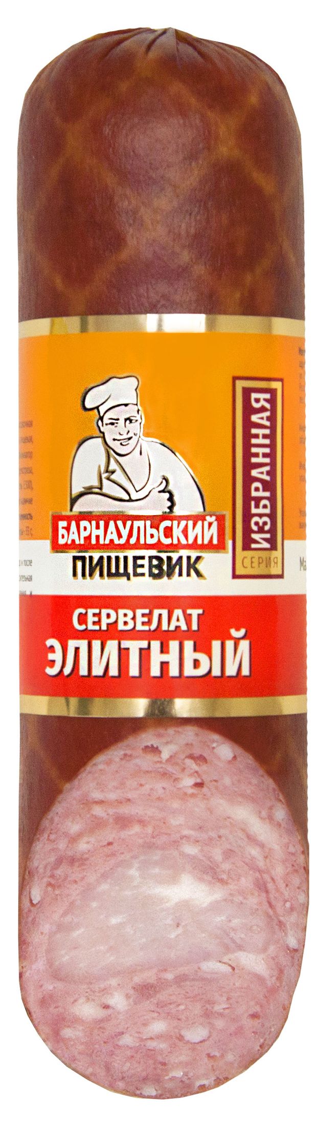 

Сервелат Барнаульский пищевик Элитный варено-копченый 380 г