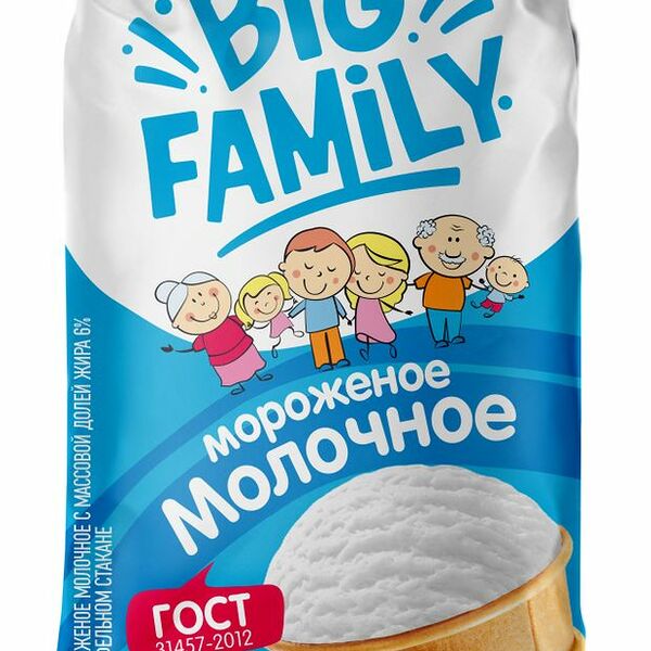 Мороженое Big Family молочное 6% стаканчик 70 г