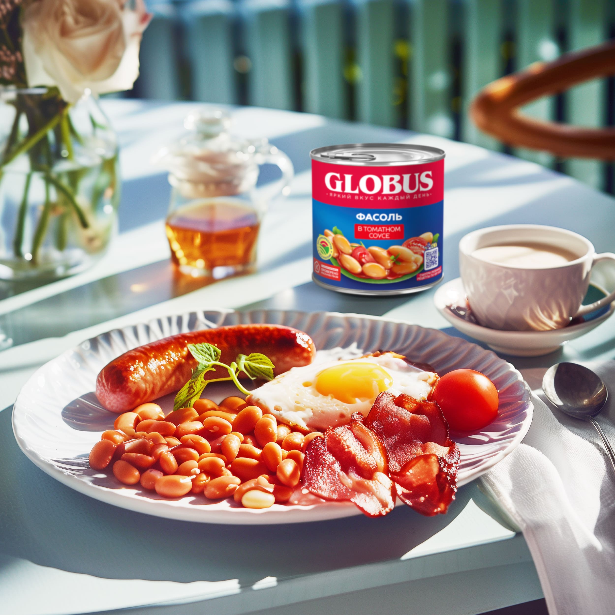

Фасоль консервированная Globus белая в томатном соусе 400 г