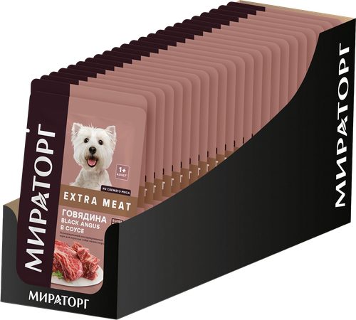 

Корм для взрослых собак мелких пород Мираторг Winner Extra Meat говядина Black Angus в соусе, 85 г