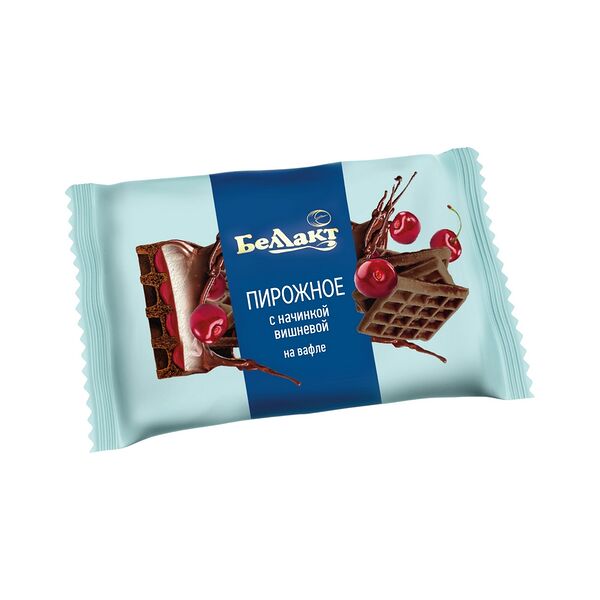 Пирожное с творогом с нач вишневой в глаз на вафле с какао 23% в полим пл 100г