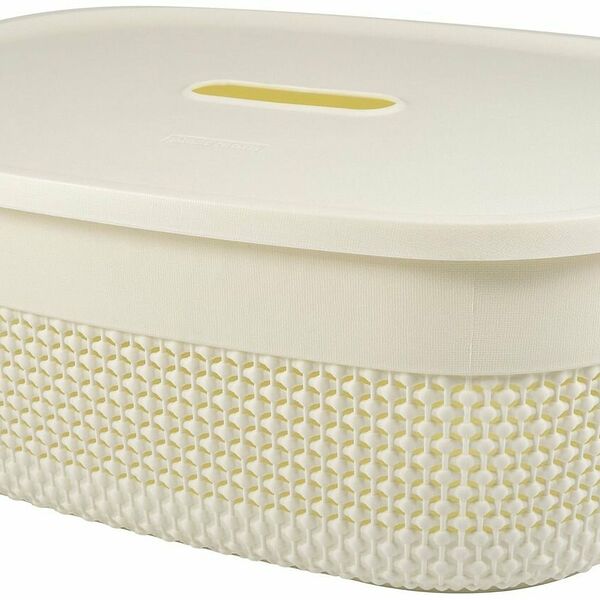 Корзина с крышкой Plast Team Oslo полипропилен молочная 152х292х388 мм 12 л