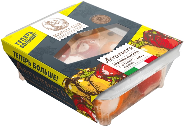 

Антипасти Burenka Club с мягким сыром перчик ассорти 260 г