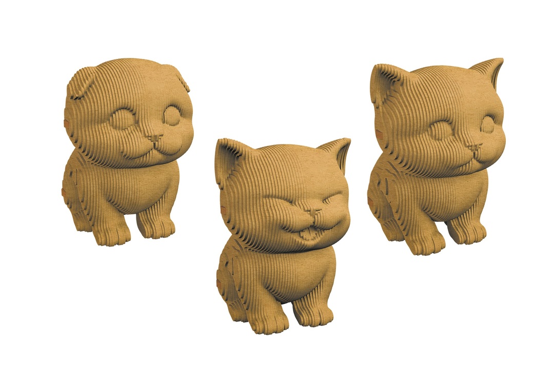 

Конструктор Qbrix Картонный 3d Три котика