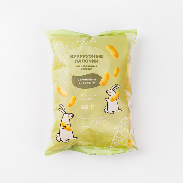 Кукурузные палочки Вкусвилл без сахара с витаминами, 65 г