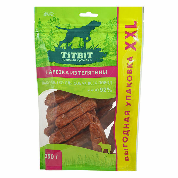 Лакомство для собак Titbit нарезка из телятины 300 г