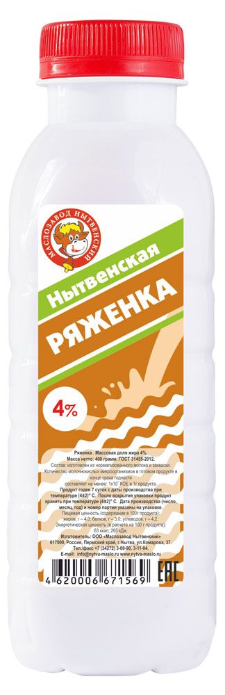 

Ряженка Нытвенский маслозавод 4%