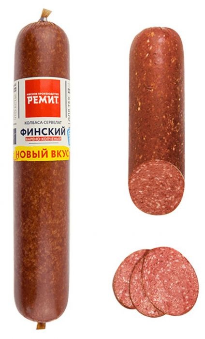 

Колбаса Ремит сервелат Финский в/к в/у вес до 1 кг