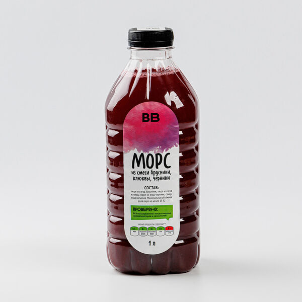 Морс из смеси брусники, клюквы, черники, 1000 мл