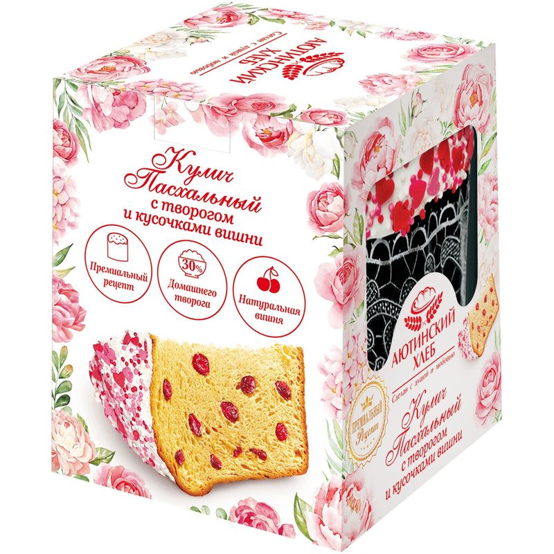 

Кулич Пасхальный Аютинский Хлеб с творогом и кусочками вишни 250 г