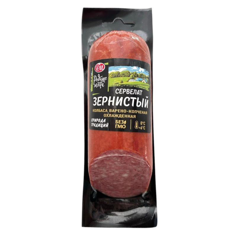 

Колбаса варено-копченая Родные места Сервелат Зернистый 330 г